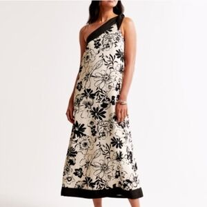 Abercrombie & Fitch One Shoulder Black and Cream Dress